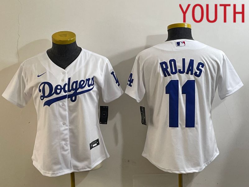 Youth Los Angeles Dodgers #11 Rojas White Game 2024 Nike MLB Jersey style 2->youth mlb jersey->Youth Jersey